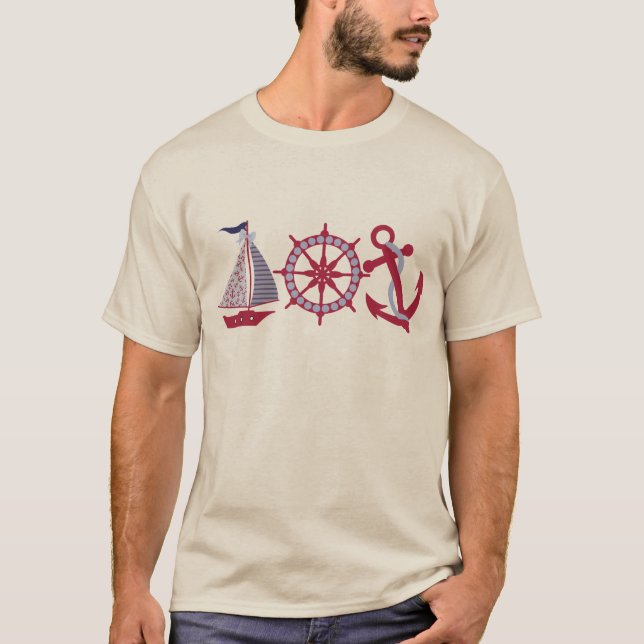 Camiseta Veleiro, Roda, Âncora (Frente)