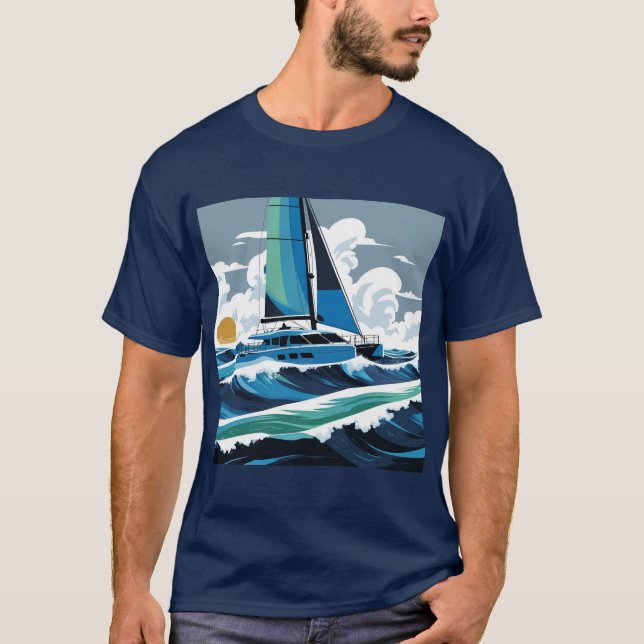 Camiseta Veleja as Ondas com um catamarã! (Frente)