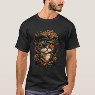 Camiseta Velejar os Sete Mares com Design de Gato Pirata pa