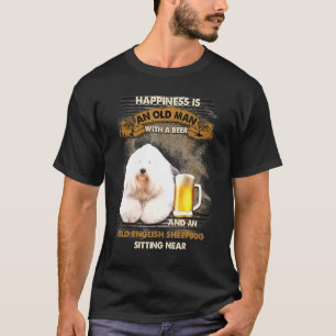 Camiseta Velha Cachorro Inglês Sentado Perto Do Homem Para 