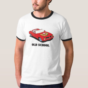 Camiseta Velha escola contra carros novos da escola