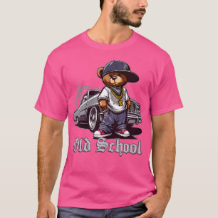 Camiseta Velha Escola Hip Hop Teddy Bear Lowrider Chicano