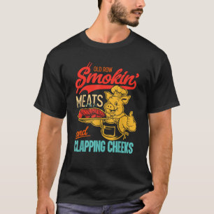 Camiseta Velha Filha Engraçada Comida Fumante E CHURRASCO D