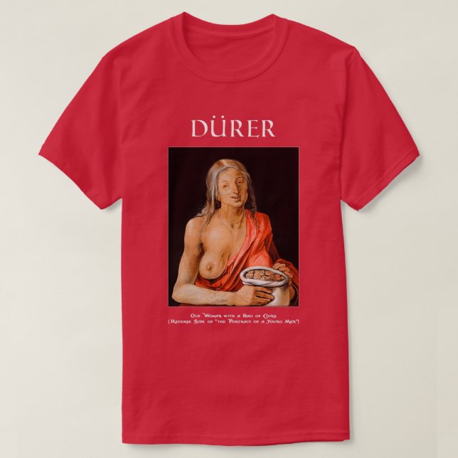 Camiseta Velha Mulher com Saco de Moedas Albrecht Drer 2 (Frente do Design)
