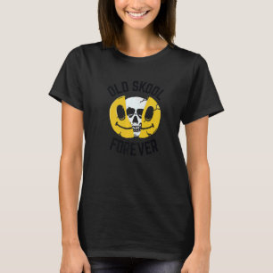 Camiseta Velha Skool Para Nunca Crânio Rosto Original Raver