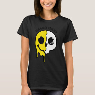 Camiseta Velha Skool Para Nunca Crânio Rosto Original Raver