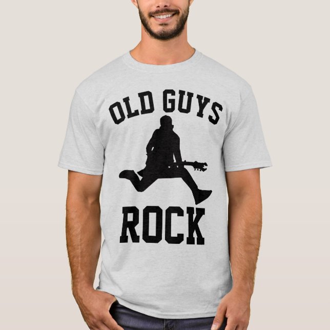 Camiseta VELHAS CARAS ROCK, T-shirts masculinas engraçadas (Frente)