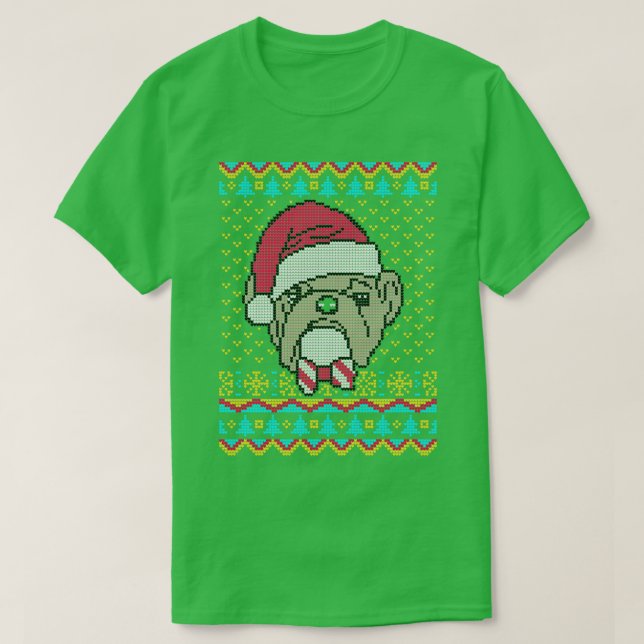 Camiseta Velho Bulldog Inglês - Presente de Suor de Natal F (Frente do Design)
