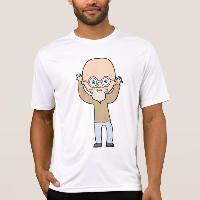 Camiseta Velho Careca Engraçado e Excêntrico com Barba (Frente)