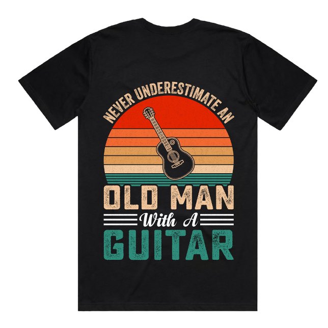 Camiseta VELHO COM GUITARRA | picaretas de guitarra persona (Criador carregado)