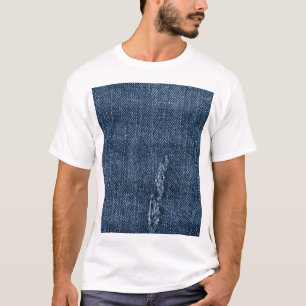 Camiseta Velho denim rasgado: textura jeans.
