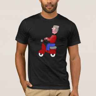 Camiseta Velho Divertido Andando de Lambreta Vermelha