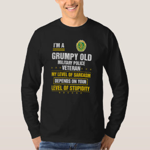 Camiseta Velho e Mal-Humorado Pai Dia dos Veteranos da Polí