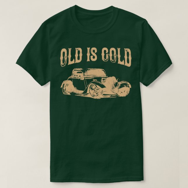 Camiseta Velho é Ouro Vintage Auto Oldtimer Clássico (Frente do Design)