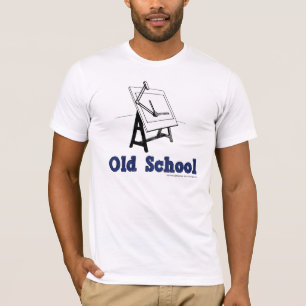 Camiseta Velho-Escola-Esboçar-Conselho-azul