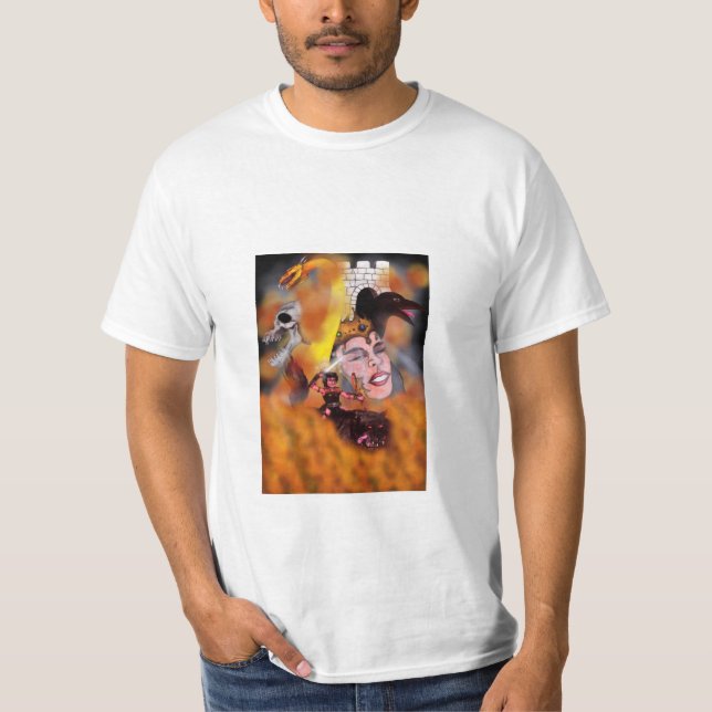 Camiseta velho guerreiro cavalgando em um lobo feroz no inf (Frente)