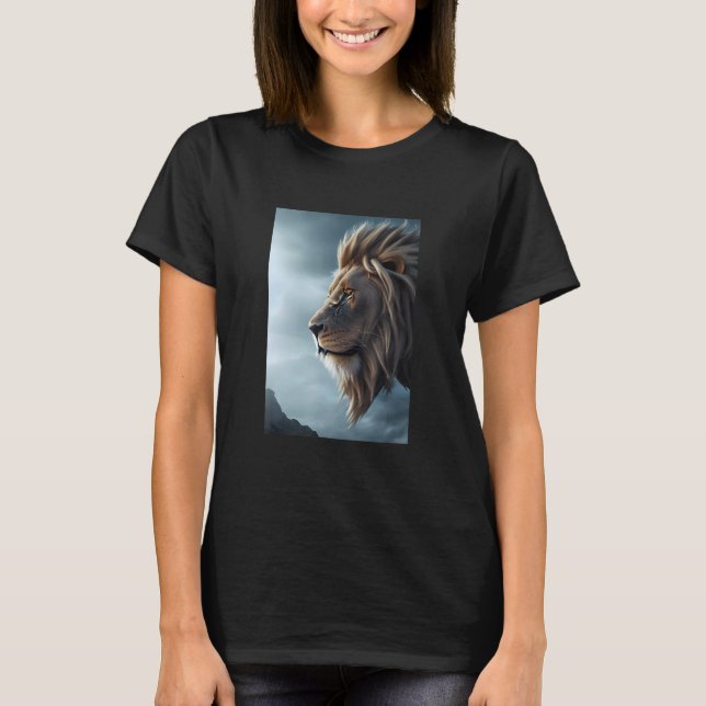 Camiseta Velho Leão Retrato Natureza Selvagem Animal (Frente)