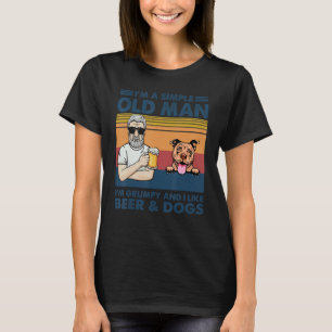 Camiseta Velho Resmungão Antigo Gosta de Cerveja e Cachorro