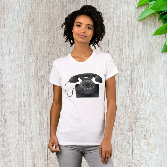 Camiseta Velho Telefone Negro Mulher T-Shirt (Criador carregado)