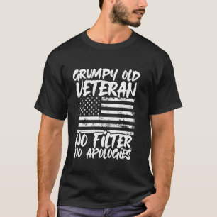 Camiseta Velho Veterano Mal-Humorado Sem Filtro Sem Desculp