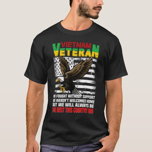 Camiseta Velho Vietname Veterano Americano Patriótico Ameri (Frente)