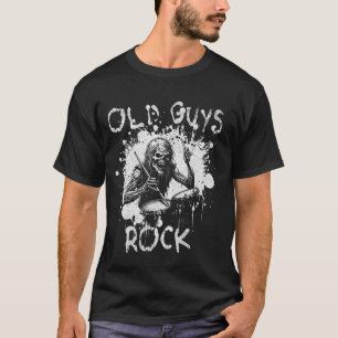 Camiseta Velhos Caras Rock Baterista Engraçado Gráfico Para