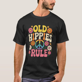 Camiseta Velhos Hippies Fato Retro Flor de Girassol Hippie