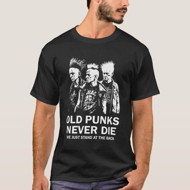 Camiseta Velhos Punks Nunca Morrem Nós Ficamos Nas Costas (Frente)