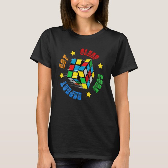Camiseta Velocidade Cuber Quebra-cabeça Cubing Cube's Magic (Frente)