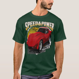 Camiseta Velocidade E Potência Do Carro Muscular Americano 