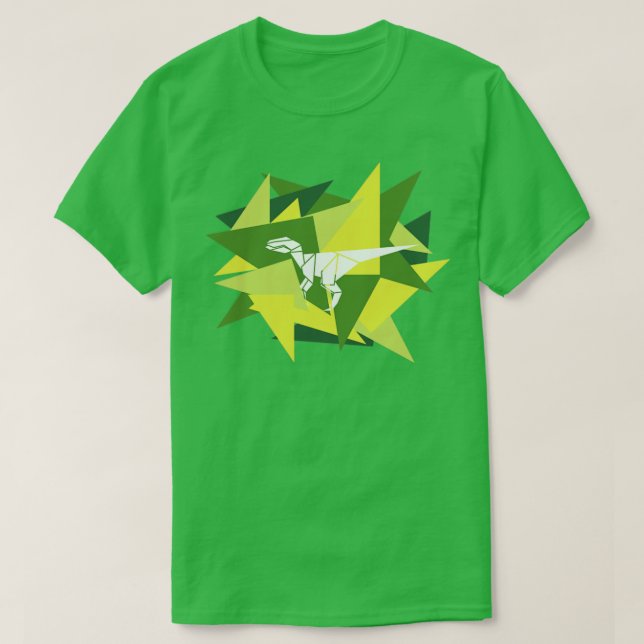 Camiseta Velociraptor de Origami do Shards de Papel (Frente do Design)