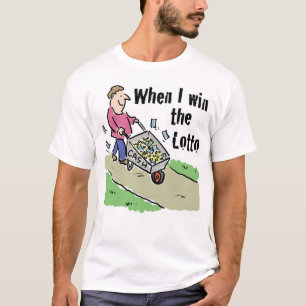 Camiseta Vencedor da Loteria. Homem com Barrow Wheelbarrow