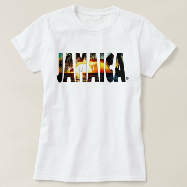 Camiseta Venda em linha do t-shirt jamaicano do por do sol (Frente do Design)