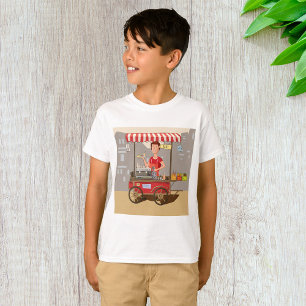 Camiseta Vendedor de Comida de Rua Sorridente Carrinho de C