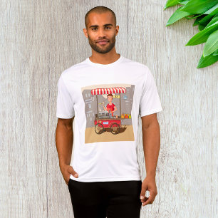 Camiseta Vendedor de Comida de Rua Sorridente Carrinho de C