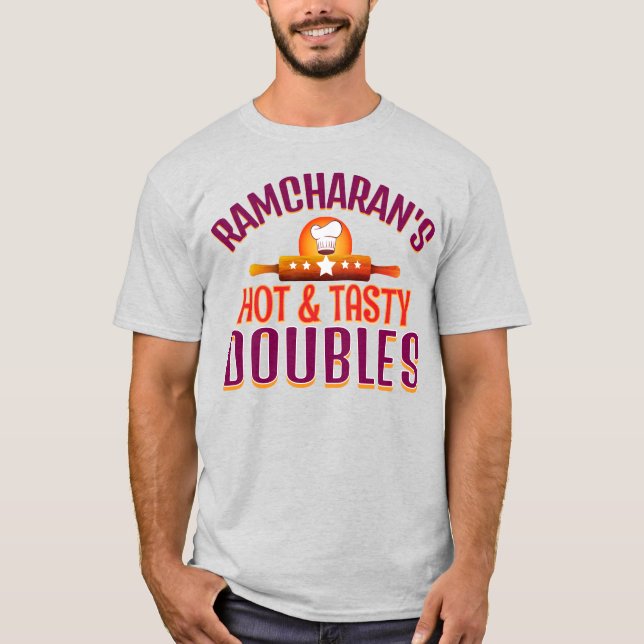 Camiseta Vendedor de DOUBLES – Comida de Rua Quente e Sabor (Frente)