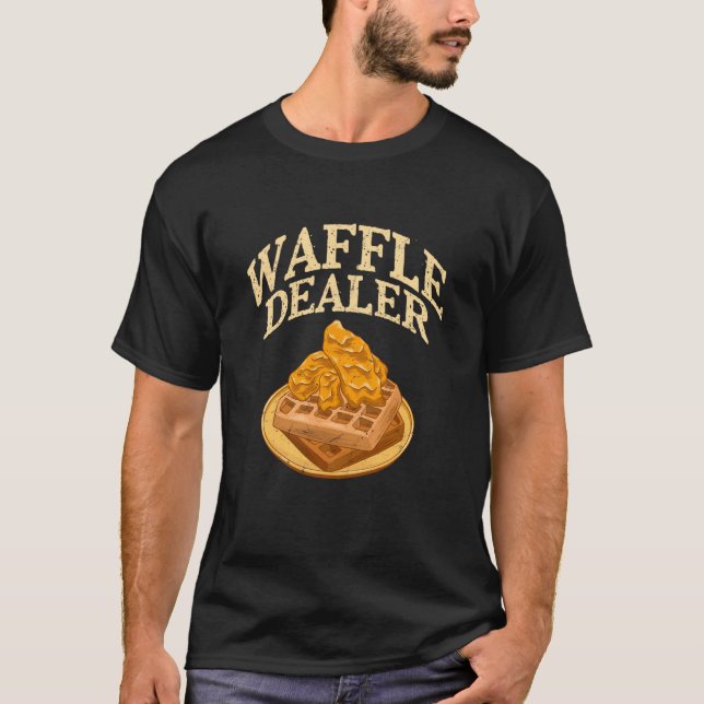 Camiseta Vendedor de Waffle Frango e Waffles Design de Comi (Frente)