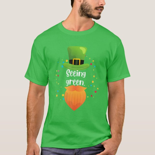 Camiseta Vendo Verde, Dia de São Patrício, Engraçado Leprec (Frente)