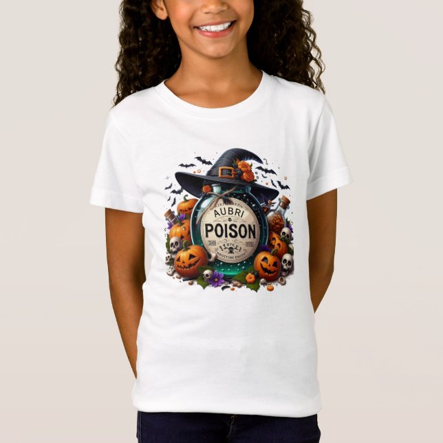 Camiseta Veneno de Halloween com o Nome da Criança (Frente)