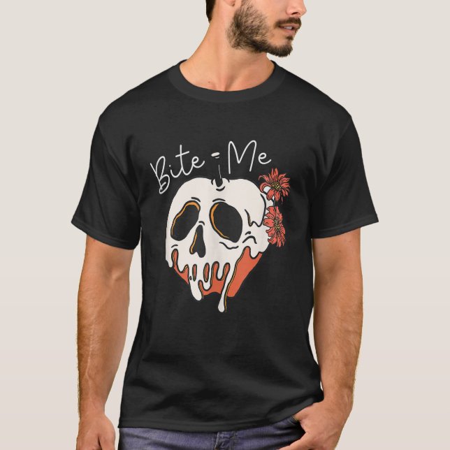 Camiseta Veneno me morde Maçã Má Queda No Dia das Bruxas (Frente)