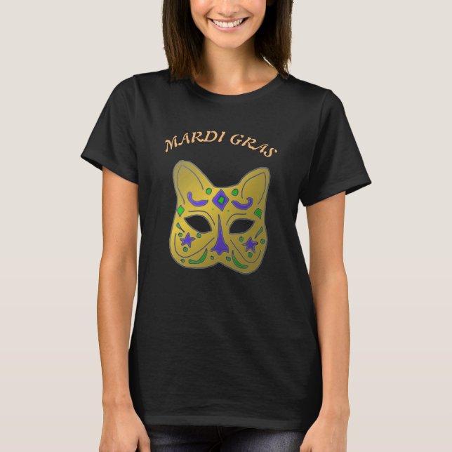 Camiseta Venetian Cat Mask Mardi Gras (Frente)