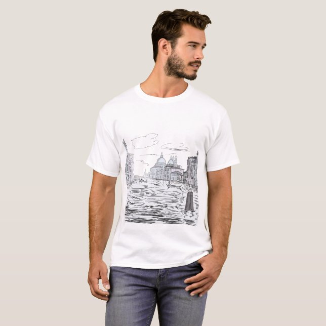 Camiseta Veneza. Cidade na água (Frente Completa)