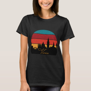 Camiseta Venéza Itália Canal Silhueta Retro Viagem