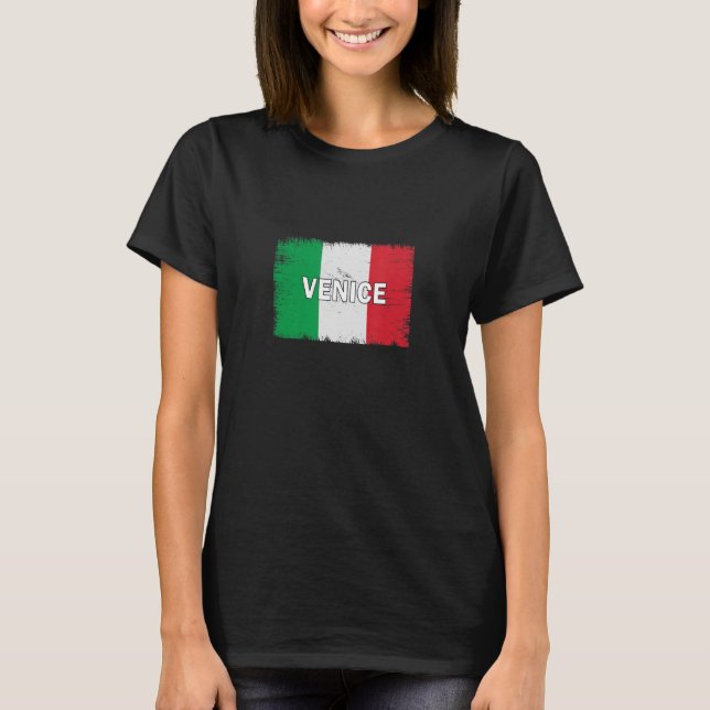 Camiseta Veneza Itália Cidade com Bandeira Italiana (Frente)