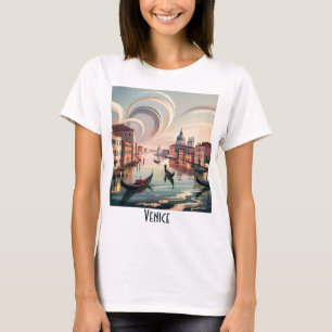 Camiseta Veneza Itália Gôndola Canal Aquarela Viagem Retro