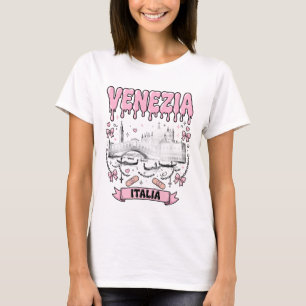 Camiseta Veneza Itália Pink Drippy Yami Kawaii Horizonte