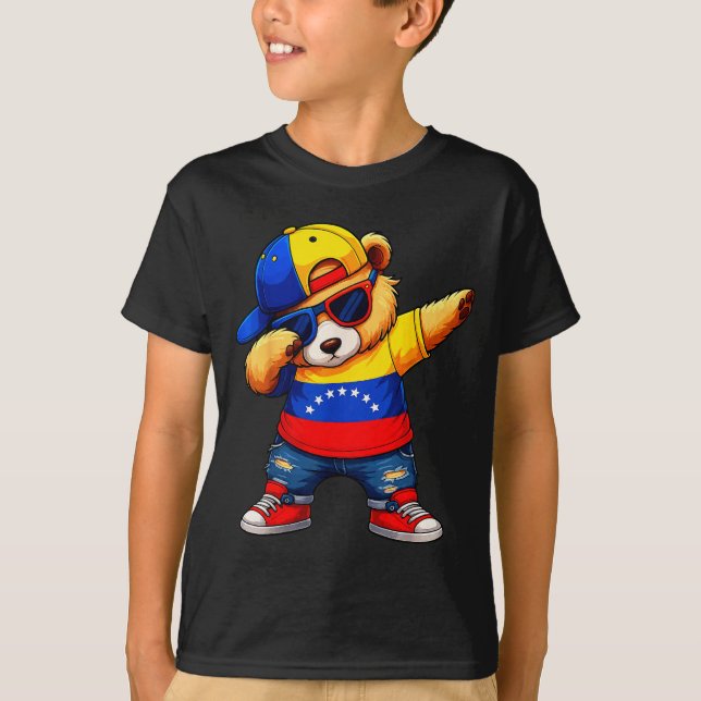 Camiseta Venezuela Hispanic Heritage Venezuelan Bear Dabbin (Frente)