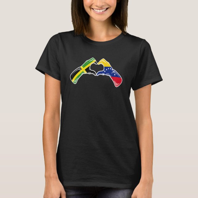 Camiseta Venezuela Jamaica Flag Venezuelan Jamaican Heart (Frente)