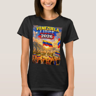 Camiseta Venezuela Livre 2026 Bandeira do Coração da Venezu