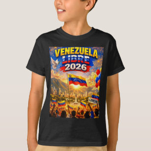 Camiseta Venezuela Livre 2026 Bandeira do Coração da Venezu